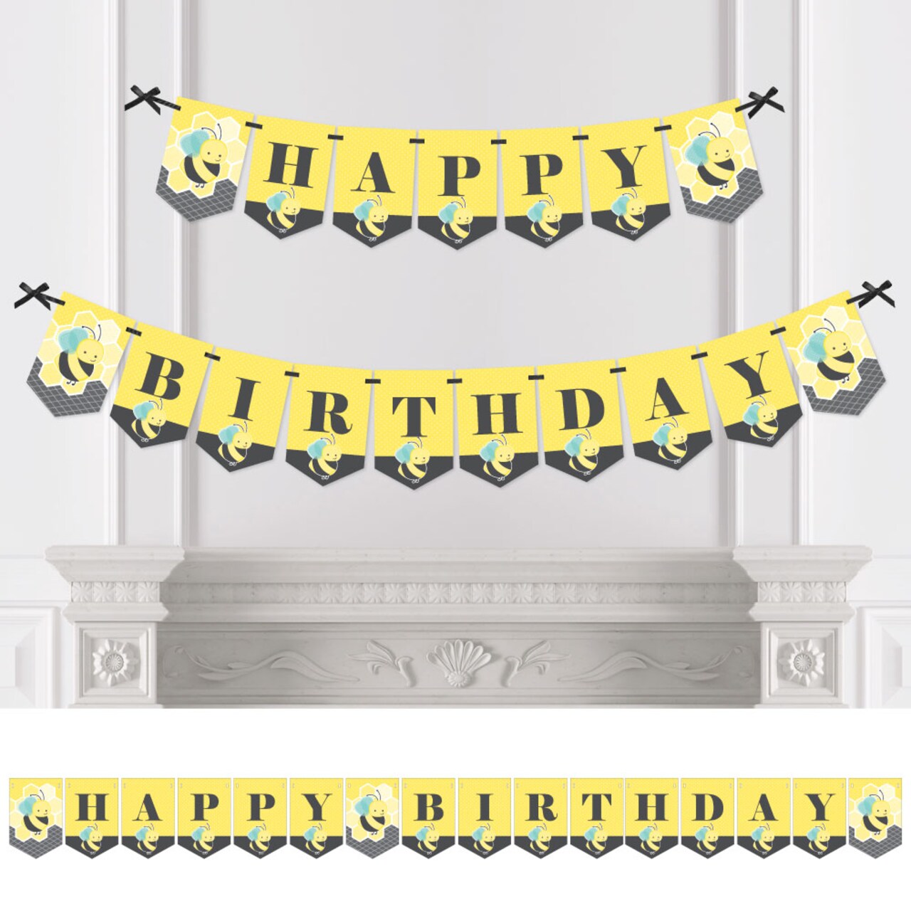 Big Dot of Happiness Honey Bee - Birthday Party Bunting Banner - Birthday  Party Decorations - Happy Birthday